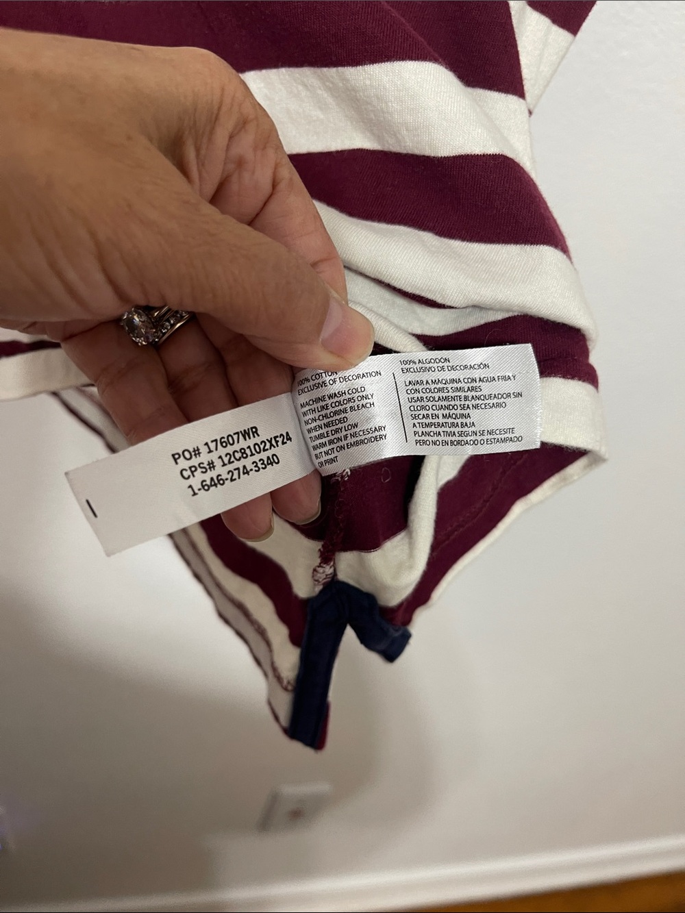 U.S. Polo Assn. Burgundy and Cream Striped Polo with Navy Trim - Picture 4 of 5